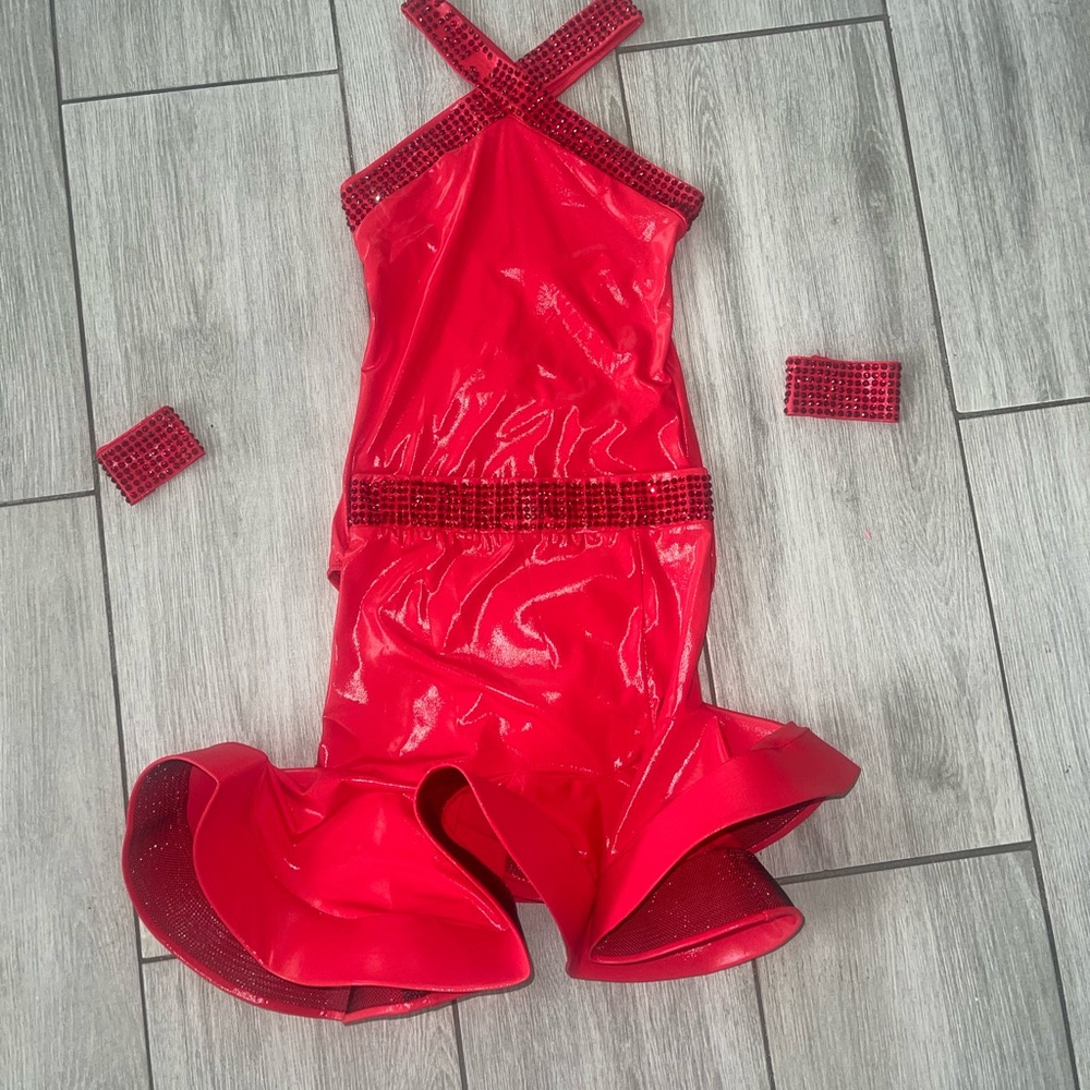 Girls Red ballroom Costume dancewear